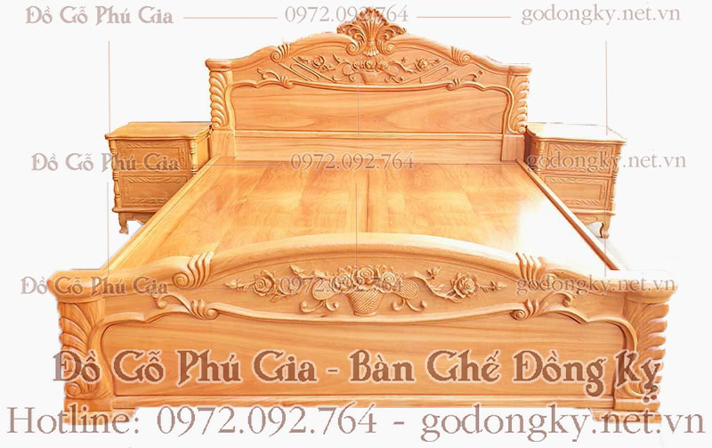 giường ngủ hoa hồng gỗ đồng kỵ